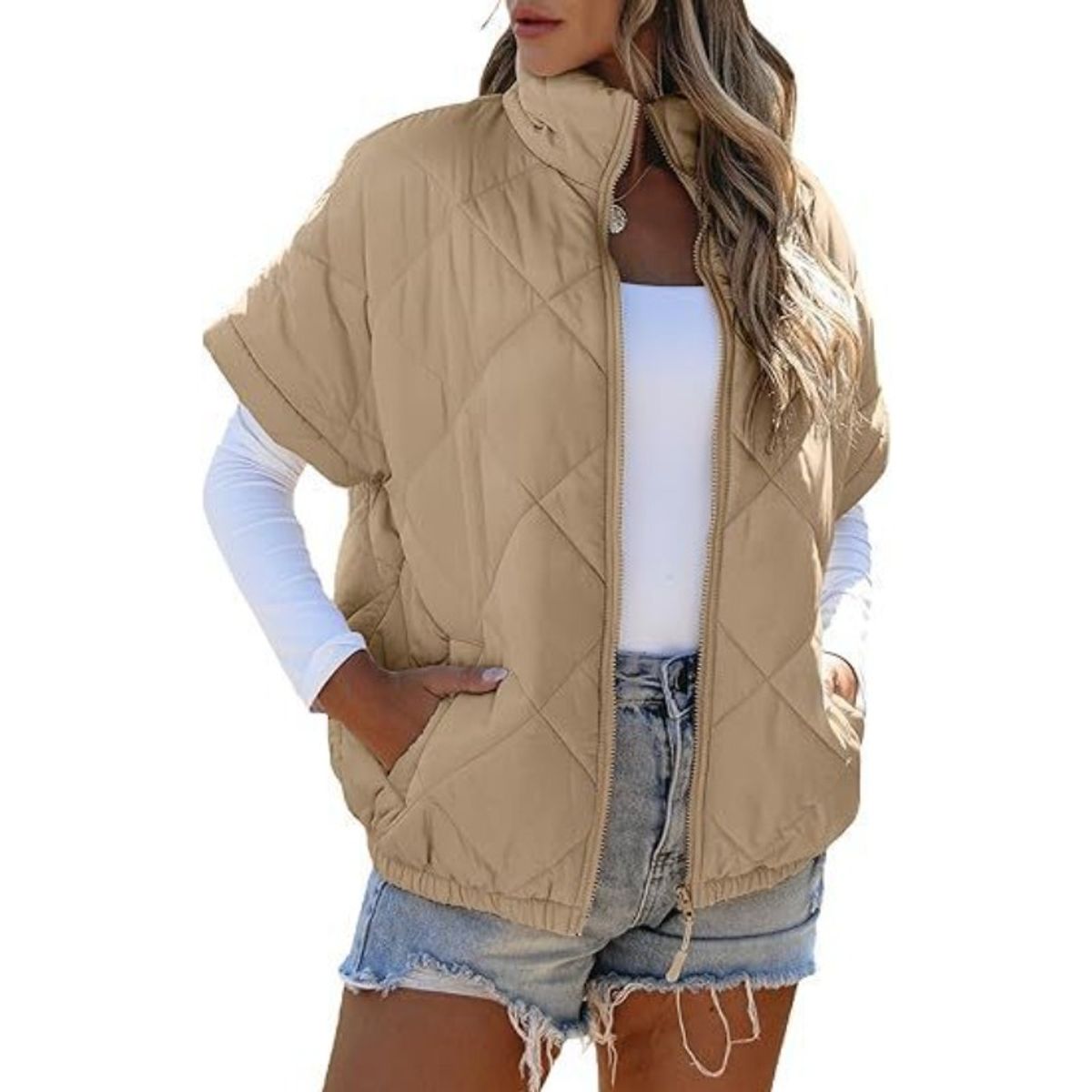 TIOZONEY - Parka Manga Larga Mujer - Beige