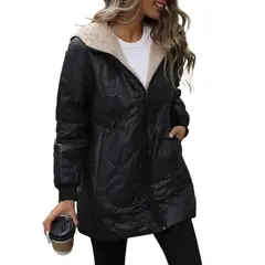 TIOZONEY - Parka Manga Larga Mujer - Negro