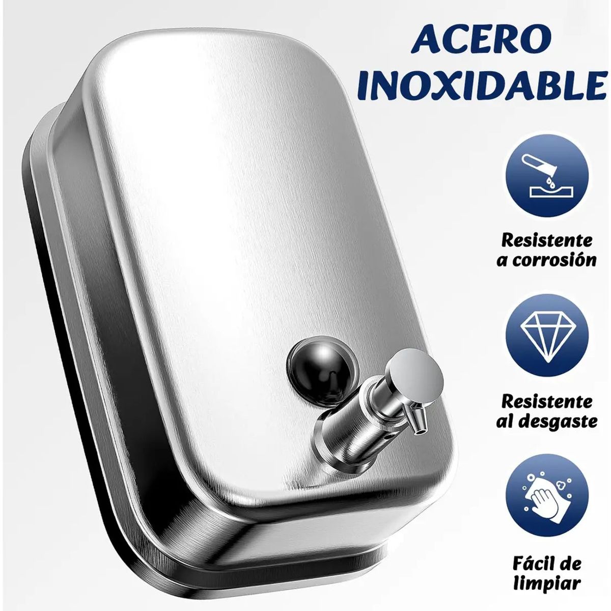 GENERICO - Pack 2 Dispensadores De Jabón Pared 800ml Acero Inoxidable Para Baño Hotel Cocina