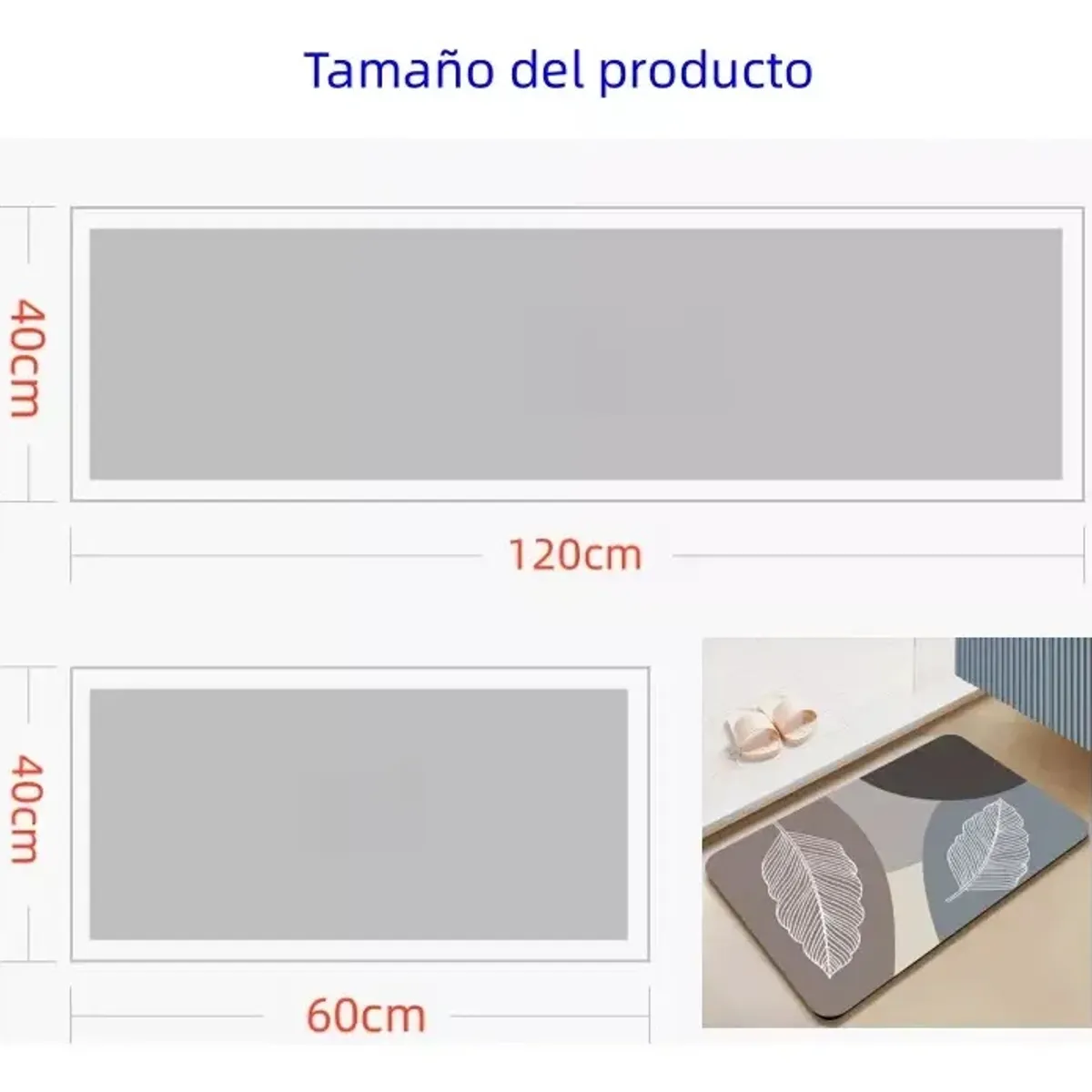 KUANGYE - Set 2 Alfombra 40x120 Y 40x60 Cm Cocina Piso Antideslizante,para Cocina Lavandería Pasillo Entrada