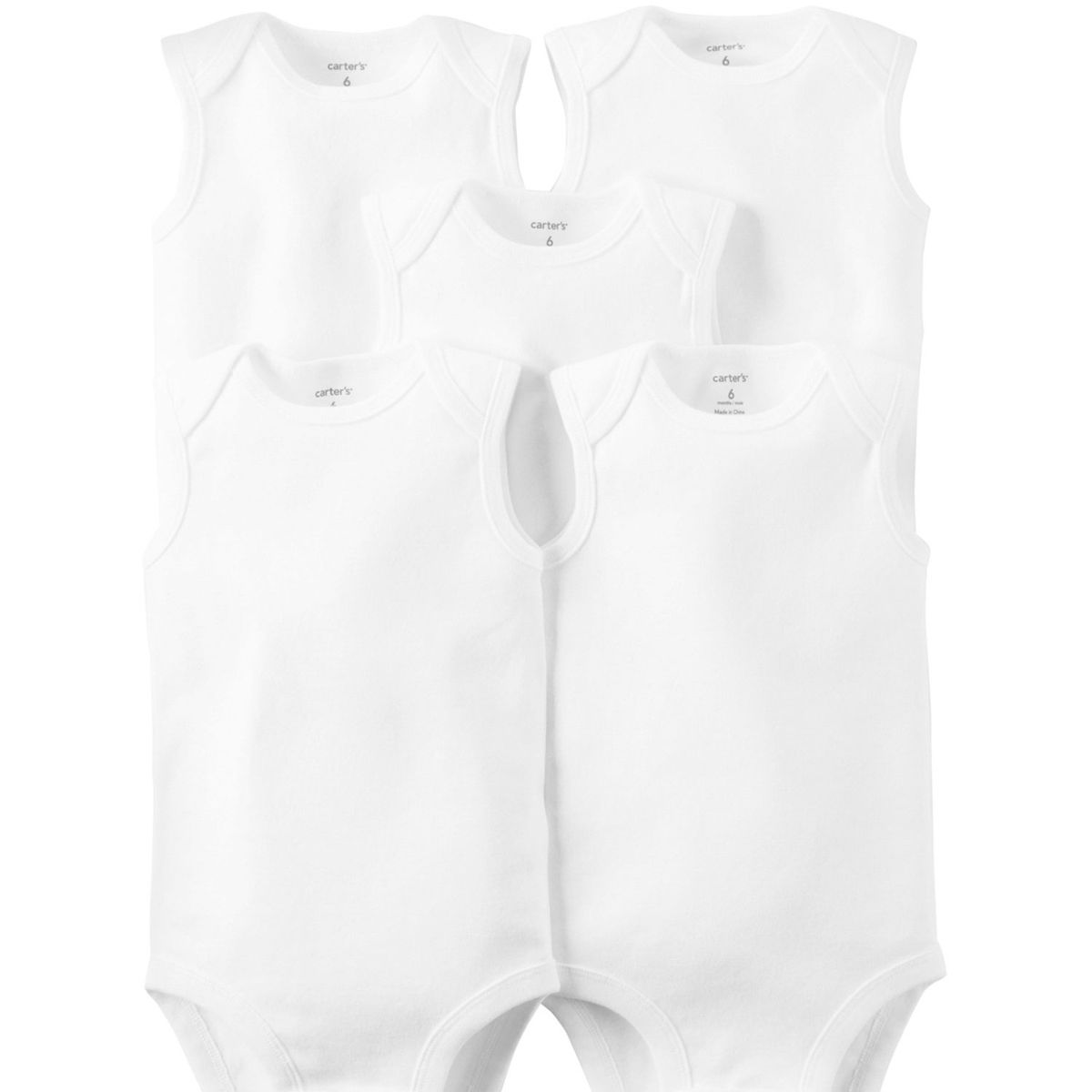 CARTER'S - Bodies Básicos Algodón Sin Manga Pack 5 Unidades Unisex Bebé Carter's