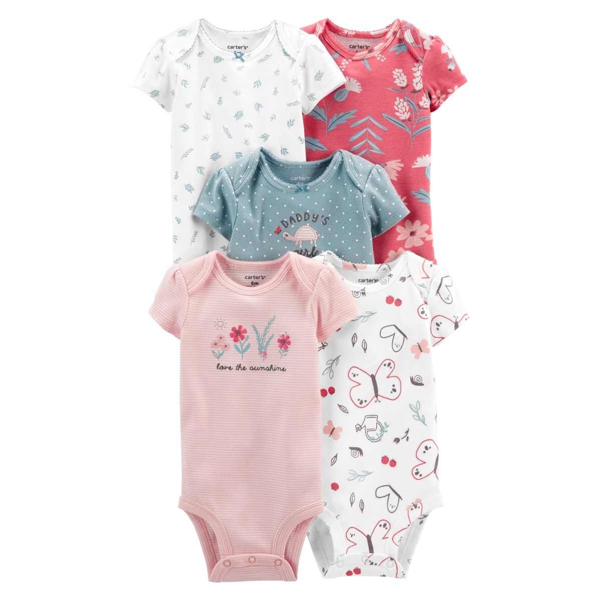 CARTER'S - Bodies Algodón Manga Corta Pack 5 Unidades Bebé Niña Carter's