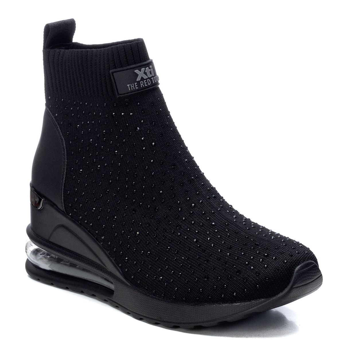 XTI - Zapatilla Urbana Mujer Cuero Negro Xti