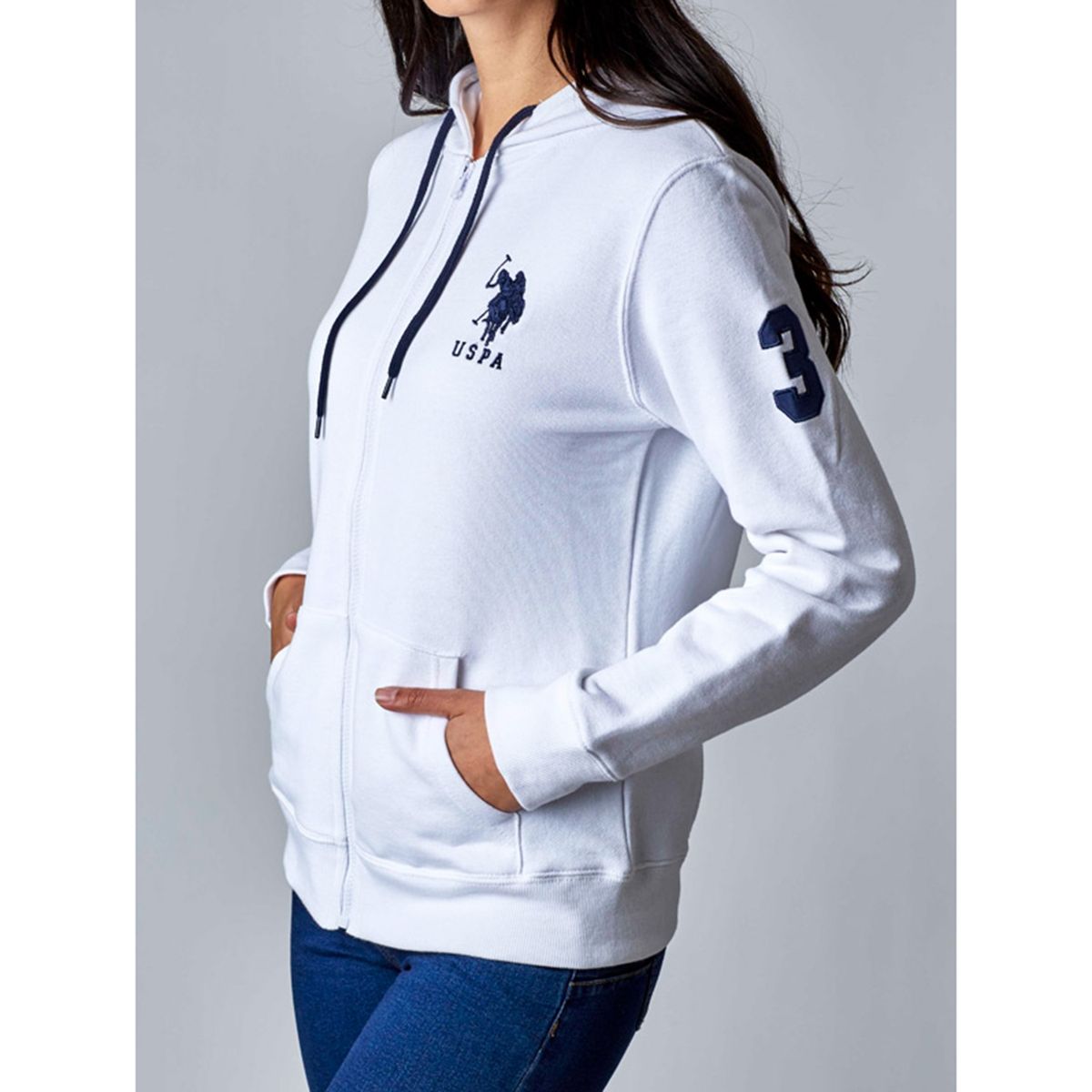 US POLO ASSN - Poleron Con Capucha Full Ziper Mujer