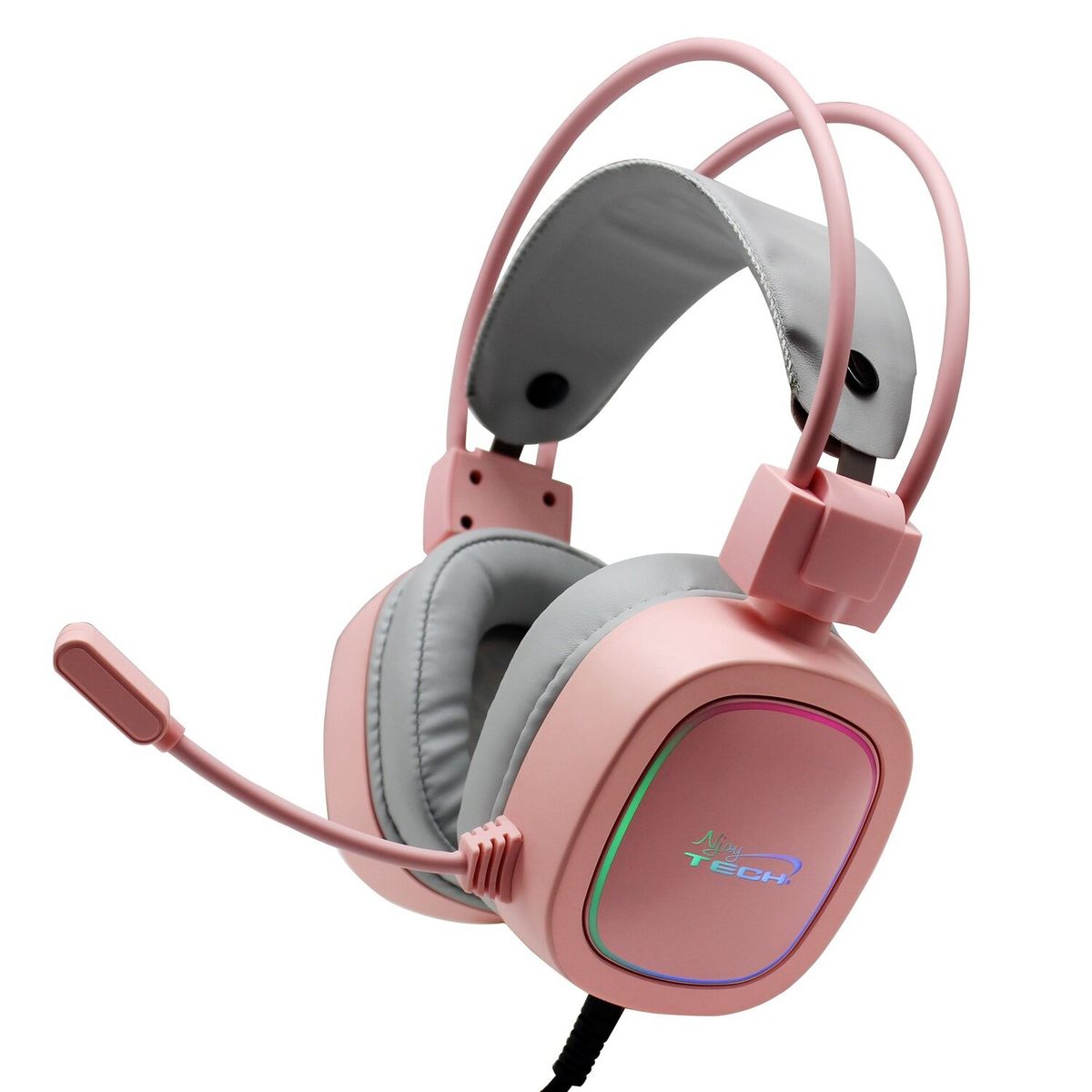 NJOY TECH - Audífono Gamer Rosado Usb V7.1 Retroiluminado