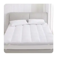 HOMELY - Topper Cubre Colchon King Acolchado Hipoalergenico Eslastico Premium Blanco Protector Viscoelastico.