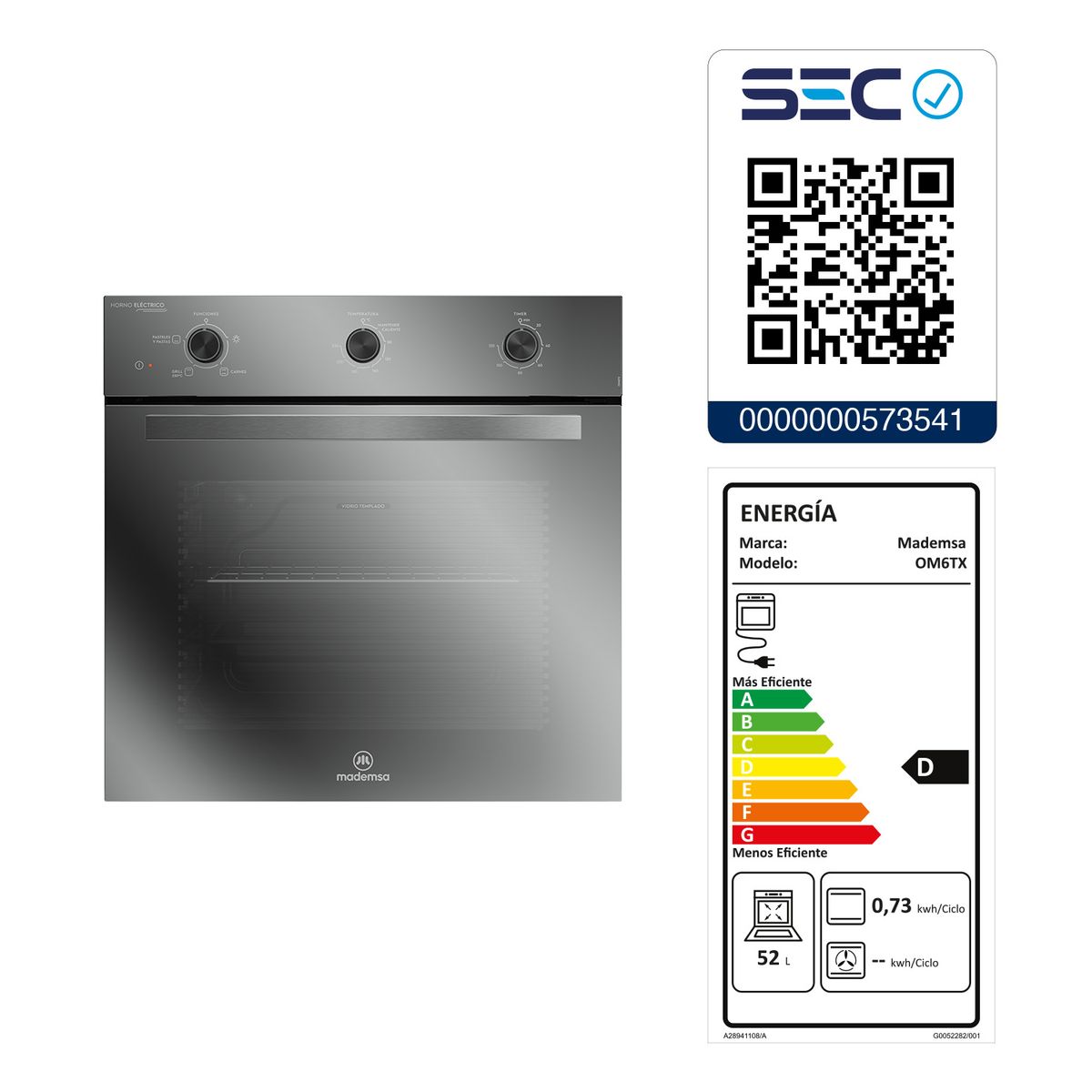 MADEMSA - Kit empotrable Horno OM6TX + Encimera KM4TX + Campana DM6SS