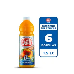 WATT`S - 6x Néctar Watts Durazno Sin Azúcar 1.5L