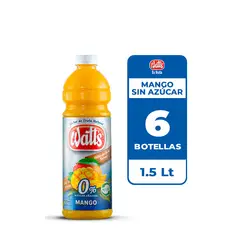 WATT`S - 6x Néctar Watts Mango Sin Azúcar 1.5L