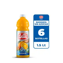 WATT`S - 6x Néctar Watts Naranja Sin Azúcar 1.5L