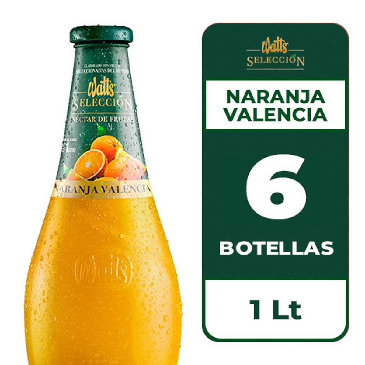 WATT`S - 6x Néctar Watts Selección Naranja Valencia 1L