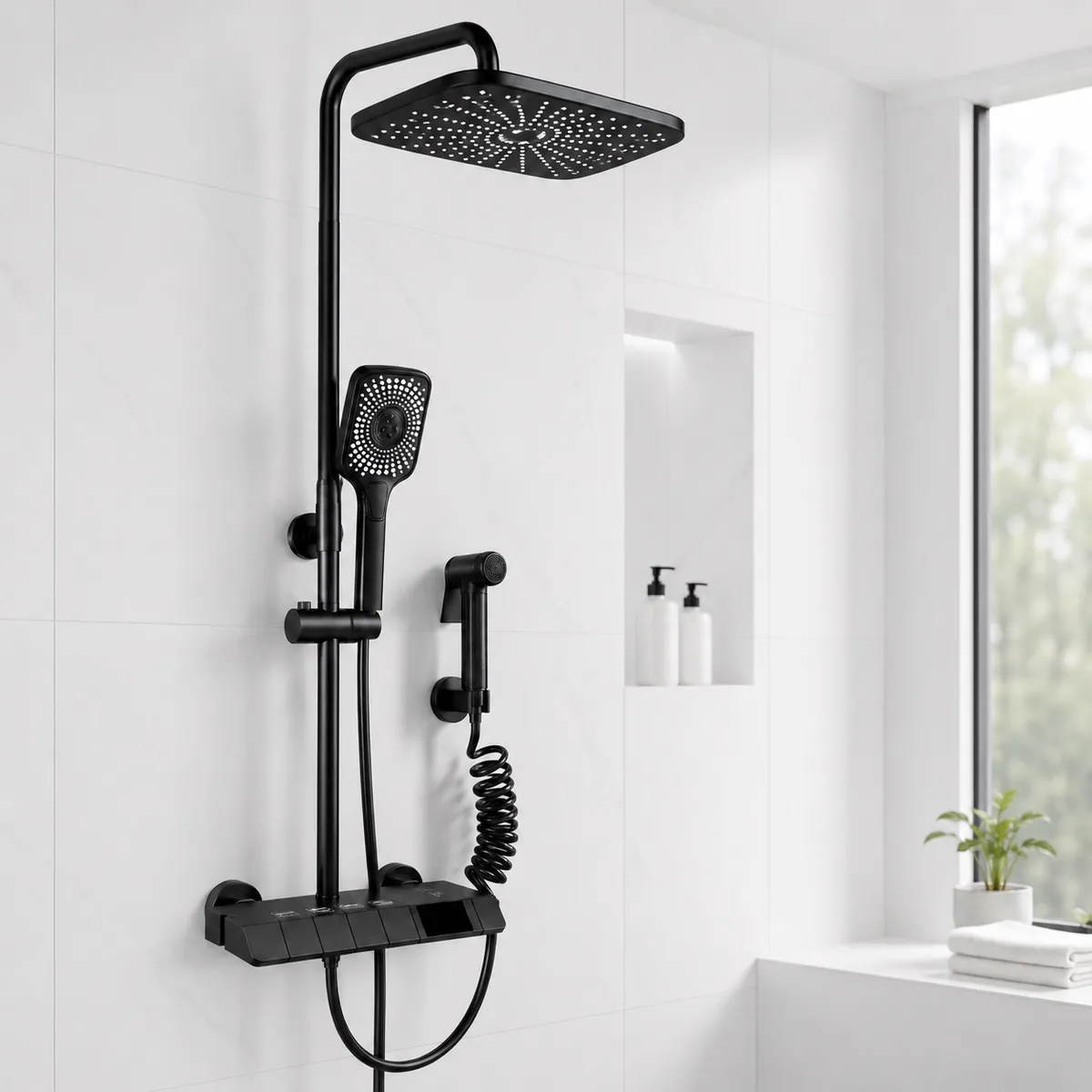 DOPA - Ducha Tipo Columna Visor Digital 4 Funciones Inox Y Bidet.