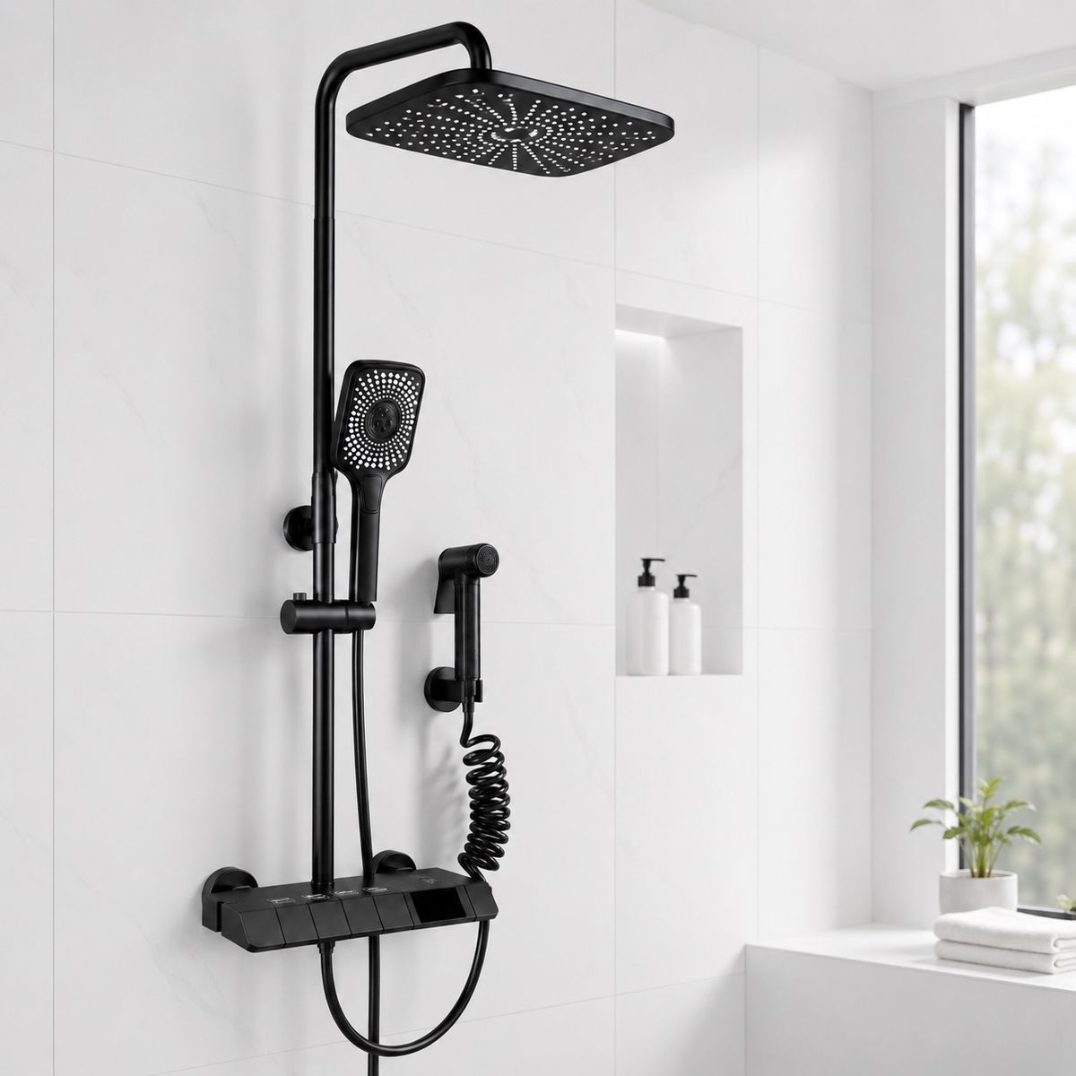 DOPA - Ducha Tipo Columna Visor Digital 4 Funciones Inox Y Bidet.