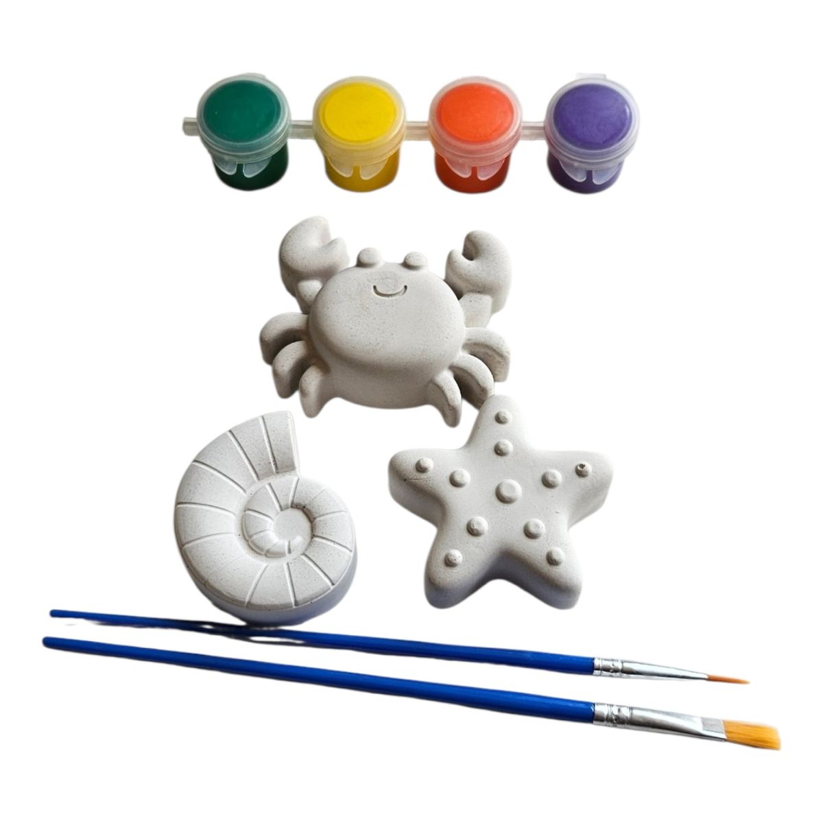 CREA TALLER - Pack de 5 kits creativo para pintar. CANGREJO, ESTRELLA, CARACOL
