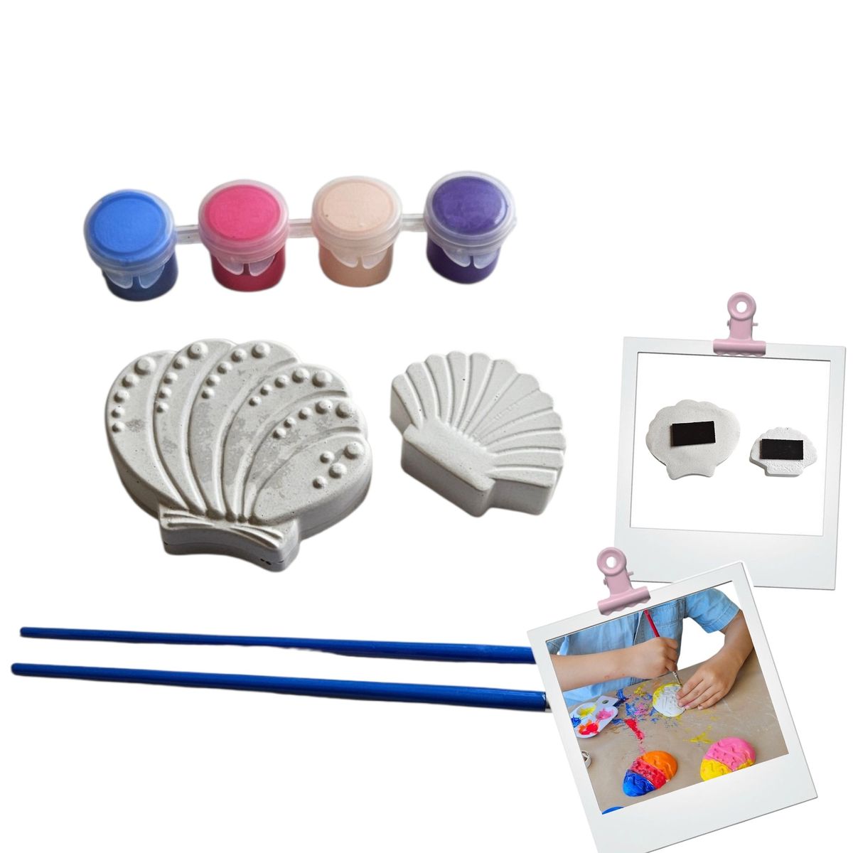 CREA TALLER - Pack de 5 kits creativo para pintar. CONCHITAS DE MAR