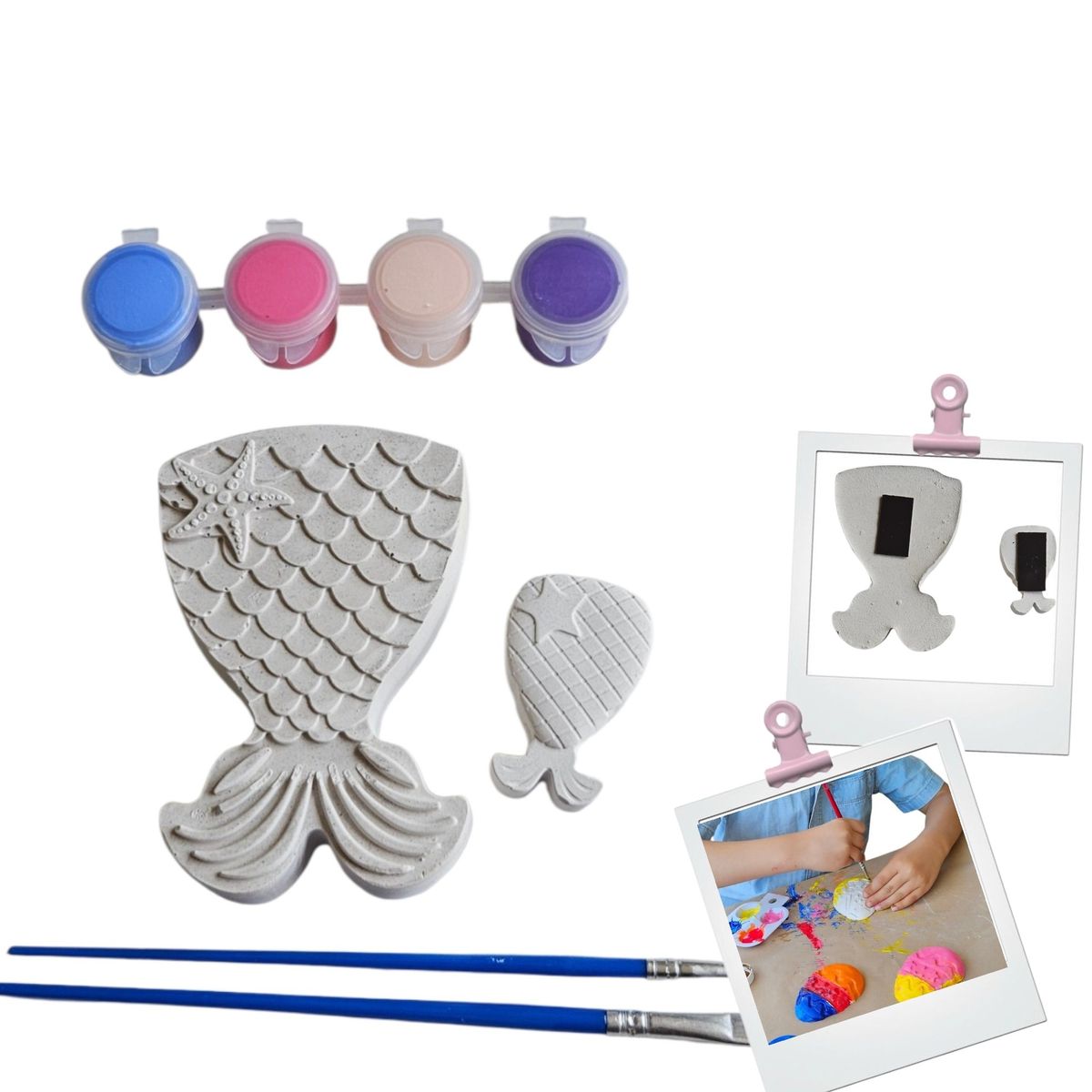 CREA TALLER - Pack de 5 kits creativo para pintar. COLAS DE SIRENA