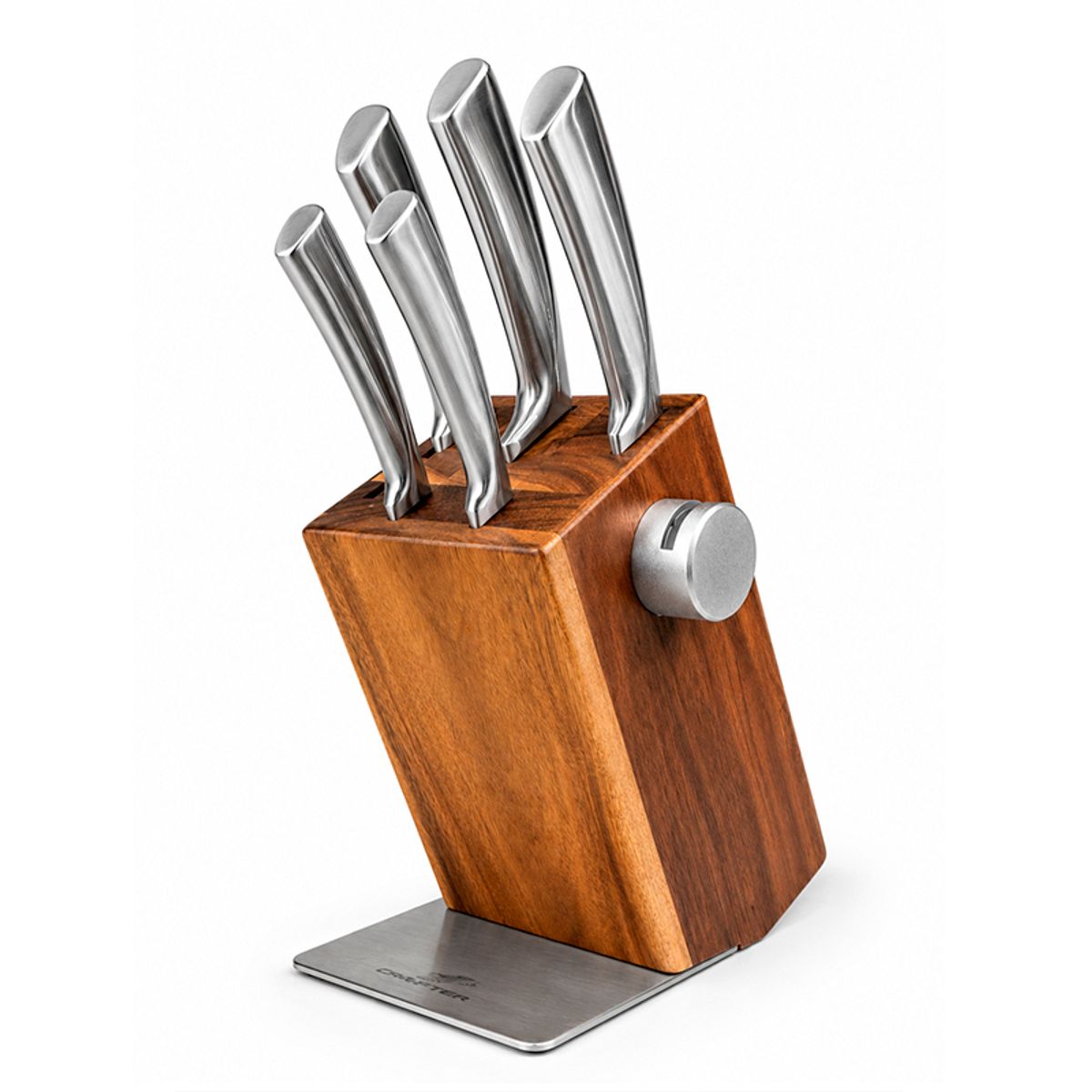 WAKESHOME - Set De Cuchillos Cocina Acero Inoxidable 5 Piezas + Base