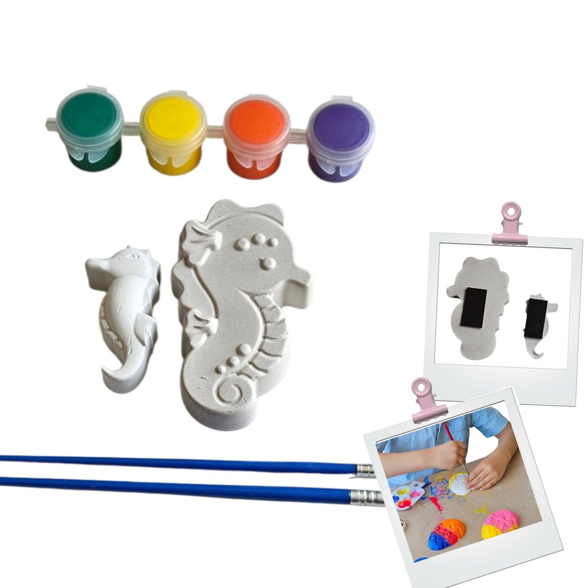 CREA TALLER - Pack de 5 kits creativo para pintar. CABALLITO DE MAR
