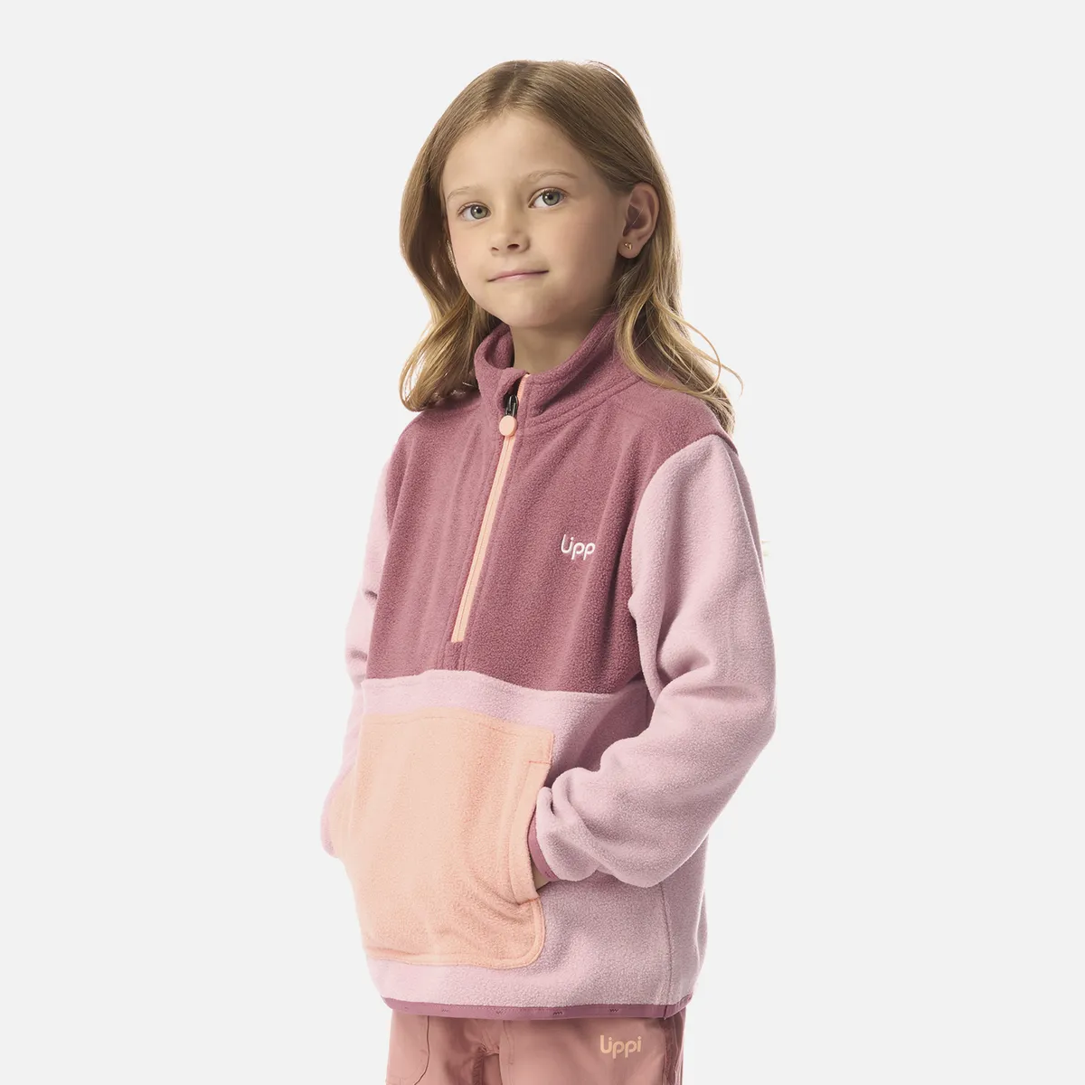LIPPI - Polar Niña Forest 1/4 Zip Sweatshirt Rosa Claro Lippi