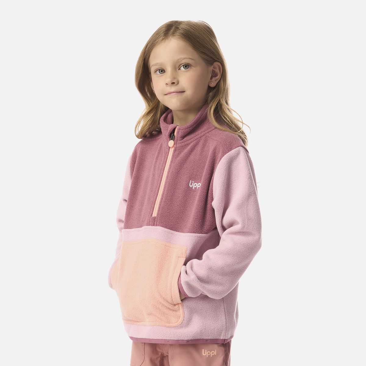 LIPPI - Polar Niña Forest 1/4 Zip Sweatshirt Rosa Claro Lippi