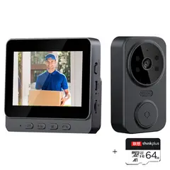 PUREPOWER - Timbre con Video Inalámbrico, Vedioportero con Cámara, Voz de 2 Vías,Con 64G Lenove TF card.