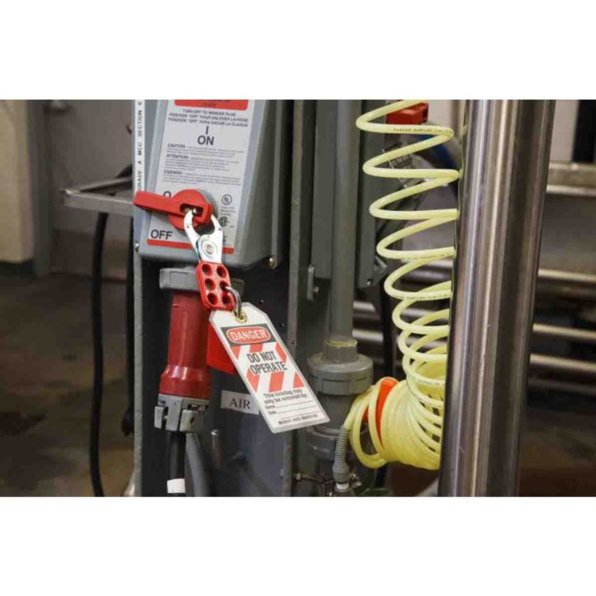 GENERICO - TENAZA BLOQUEO GRUPAL ALUMINIO PARA 6 CANDADOS 124 X 50 X 10MM ROJO