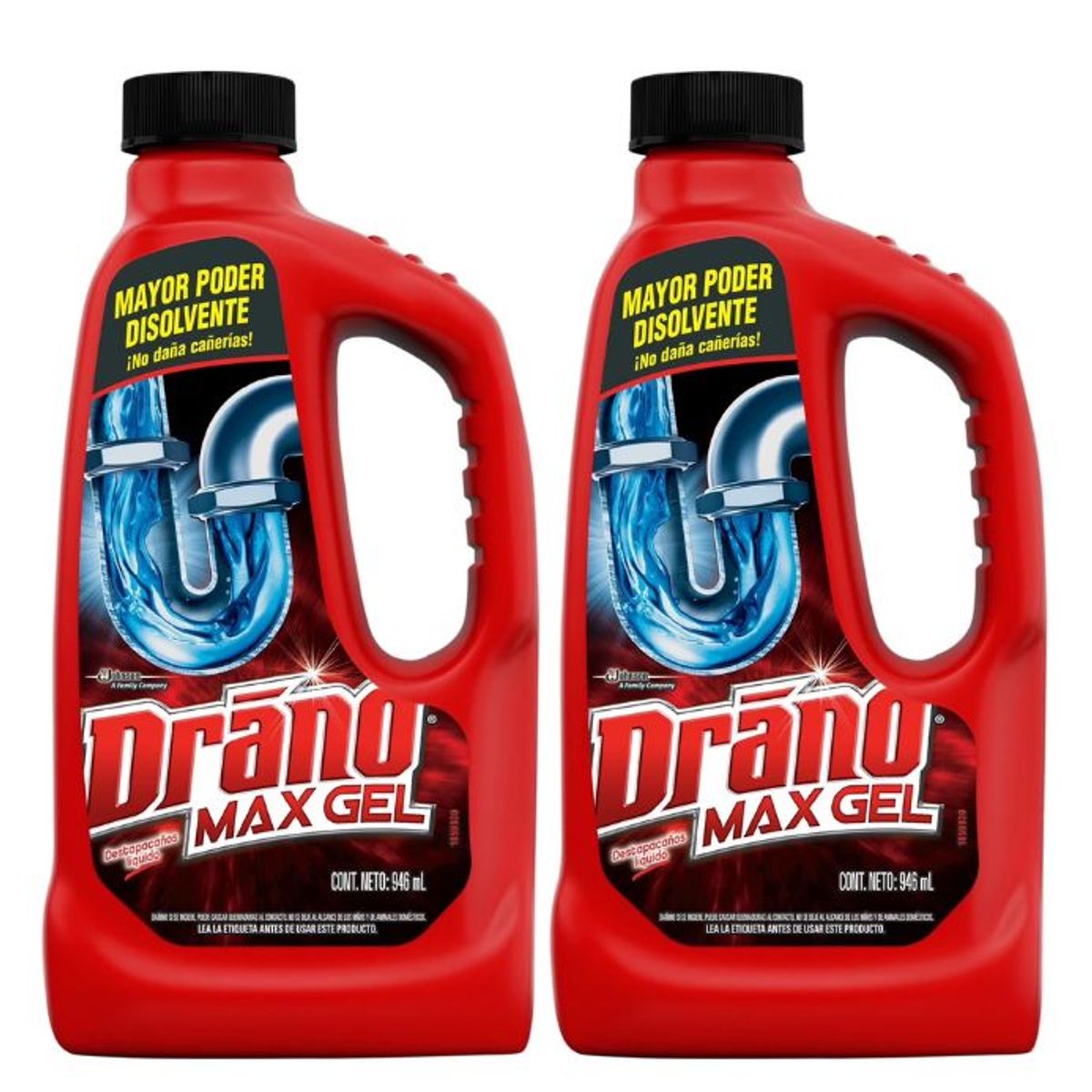 DRANO - Pack 2 Drano Destapa Cañerías Power Plus 946 Cc