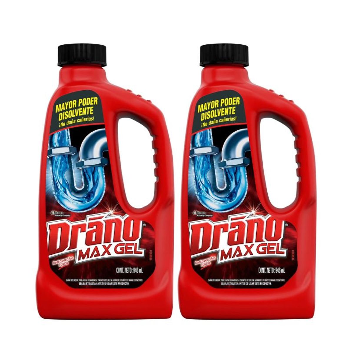 DRANO - Pack 2 Drano Destapa Cañerías Power Plus 946 Cc