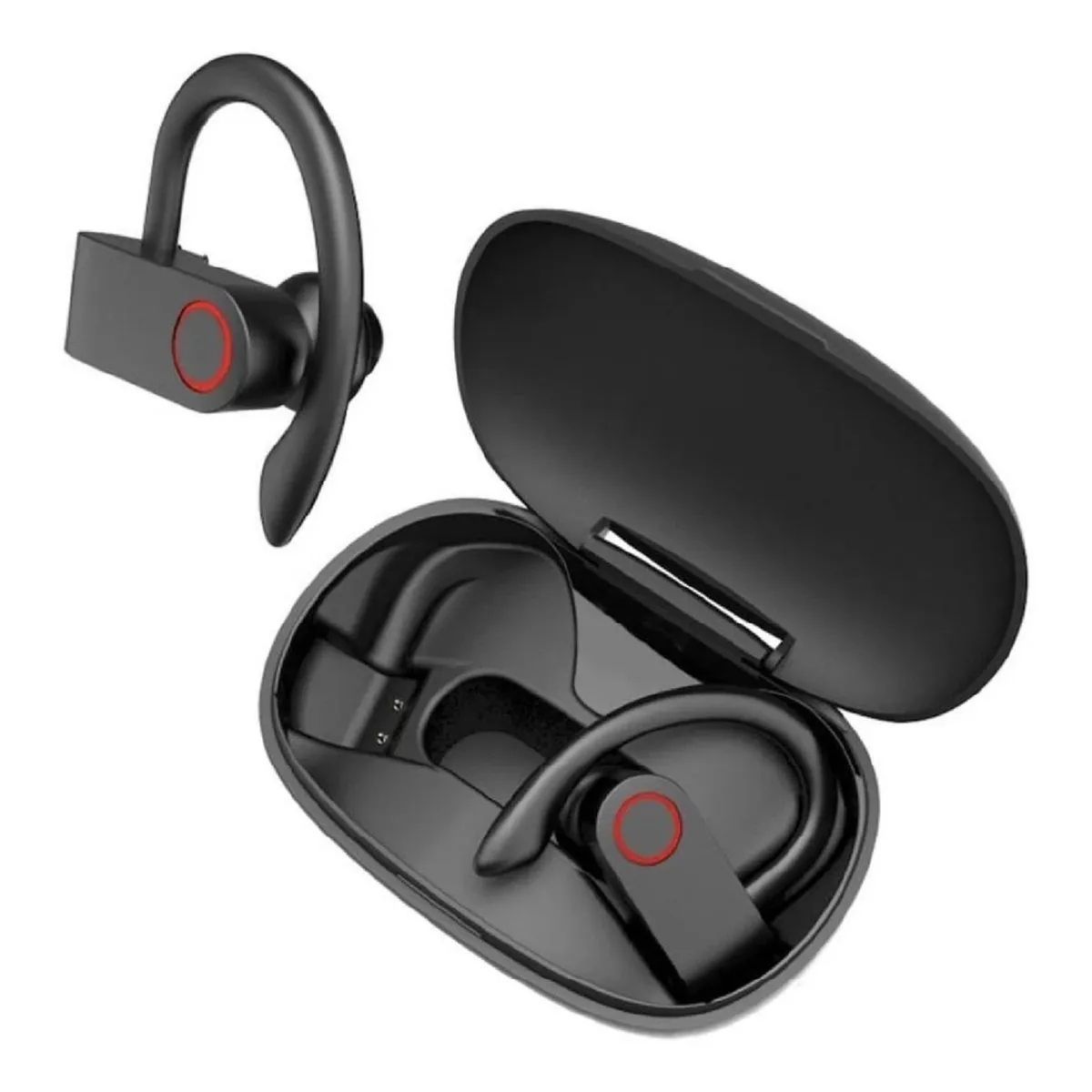 GENERICO - Audifonos Deportivos Inalambricos Bluetooth Estuche Recarga Earspcharge Color Negro