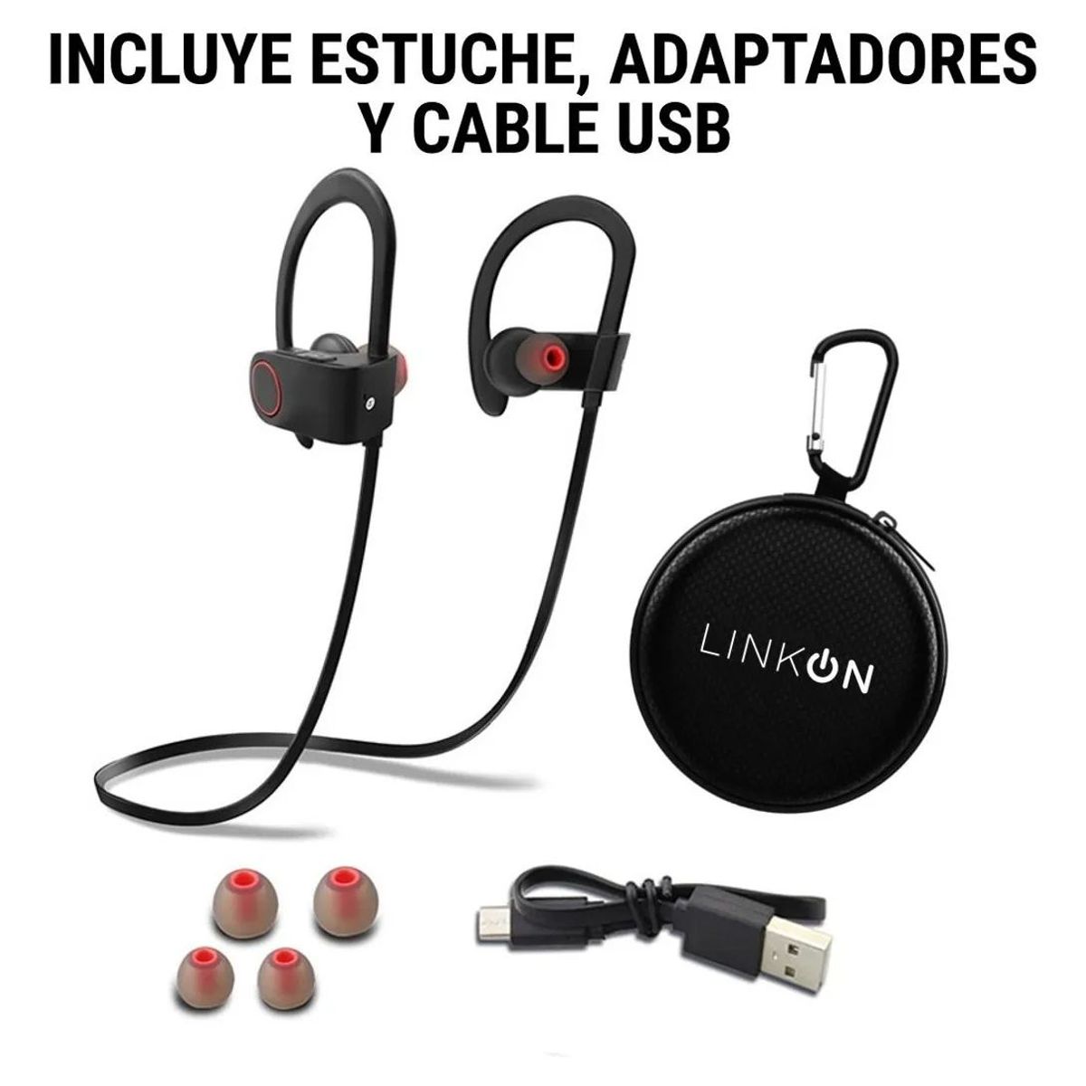 GENERICO - EarsCharge Audífonos Bluetooth Inalámbricos Deportivos con Micrófono Negro