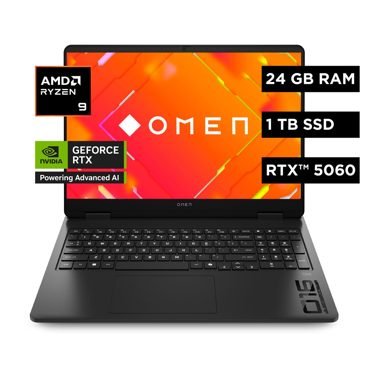 HP - Notebook HP Gamer Omen 16-ap0008la AMD Ryzen 9 24gb Ram 1tb Ssd RTX5060 8gb Windows 11 Home