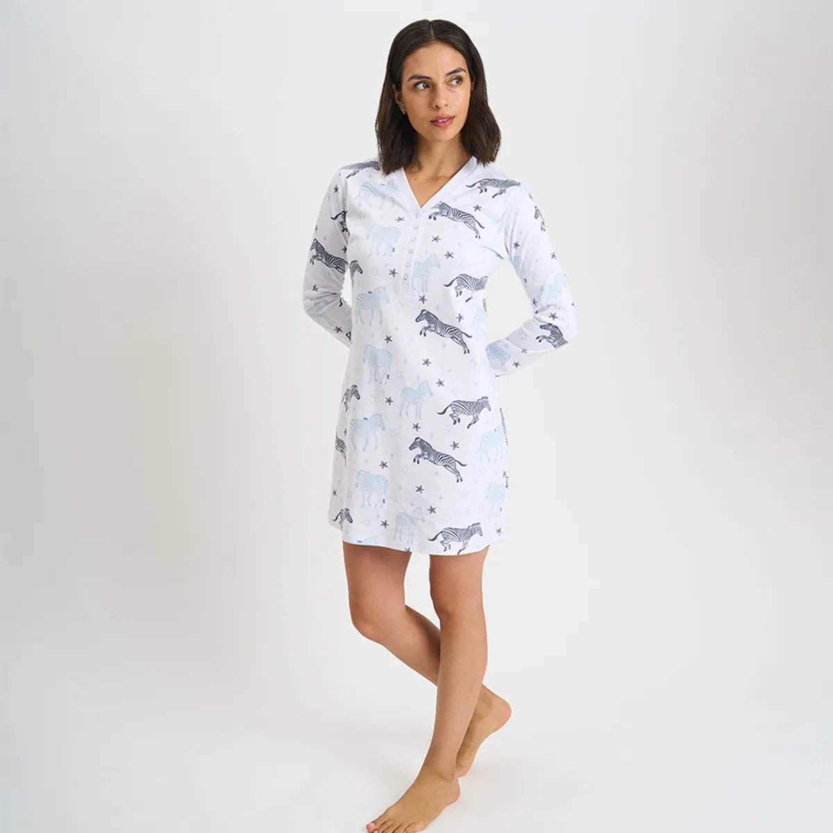 BARBIZON - CAMISA MUJER BARBIZON ROCIO BLANCO ESTAMPADO