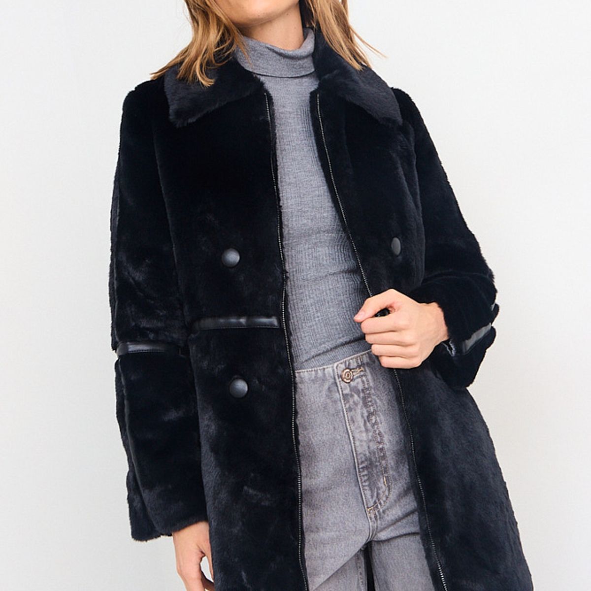 IO - Chaqueton Liso Mujer Negro Io