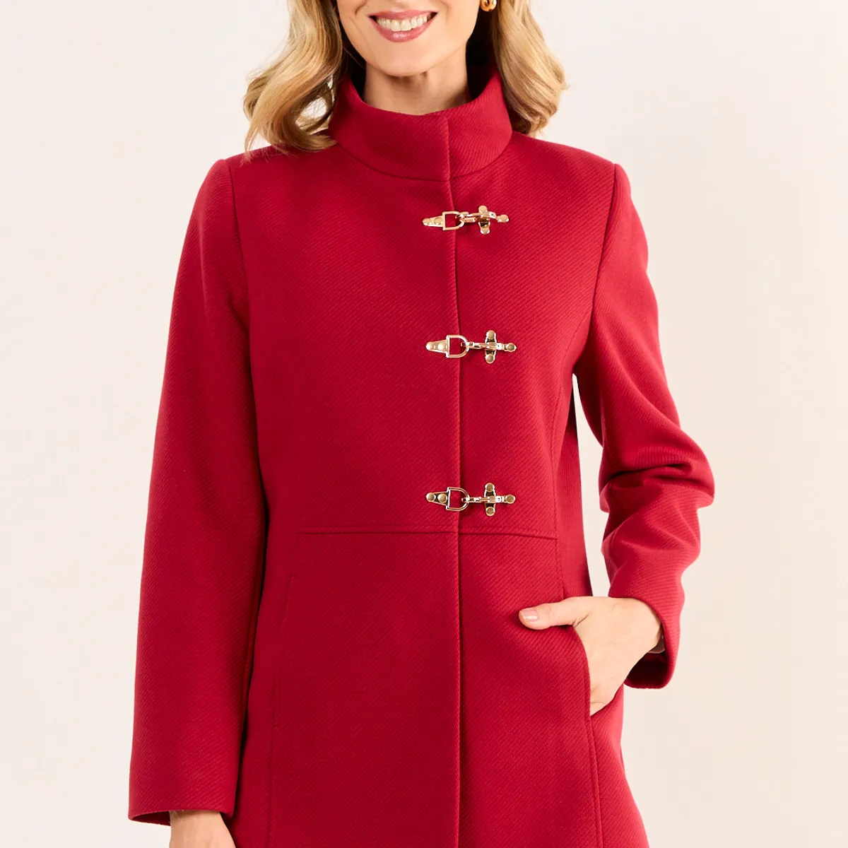 MA GRIFFE - Chaqueton Cuello Alto Mujer Rojo Magriffe
