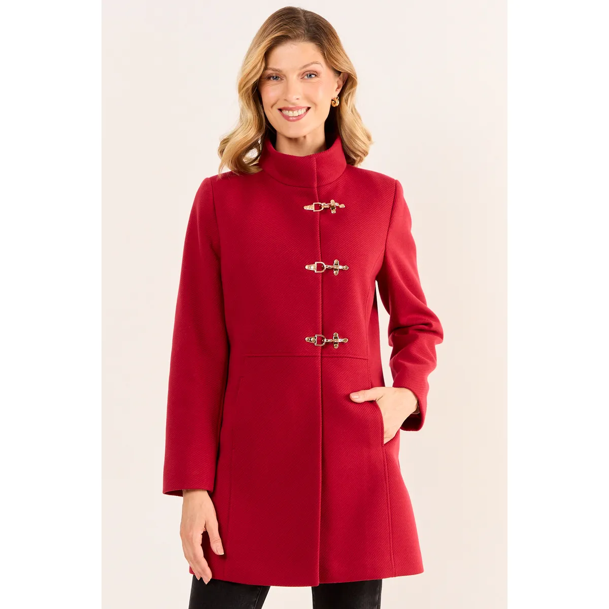 MA GRIFFE - Chaqueton Cuello Alto Mujer Rojo Magriffe