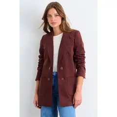 IO - Blazer Liso Mujer Café