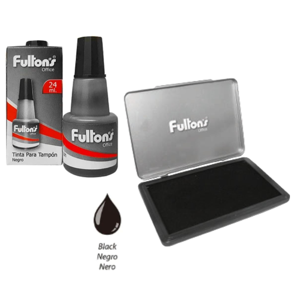 FULTONS - Set Almohadilla Huellero + Tinta Negra 24ml