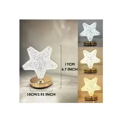 GENERICO - Lámpara de Mesa LED Recargable Diseño Estrella Dorado 3 Tonos