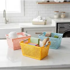 GENERICO - Canasto Organizador Plástico Multiuso Apilable 31.5x22x17.5cm