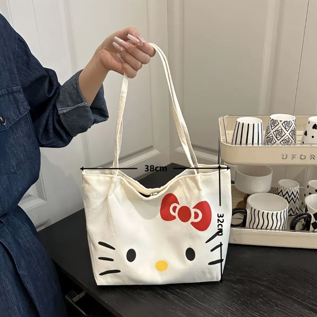 GENERICO - Cartera Bolso De Lona Gata Gatita Kawaii
