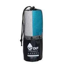 GO OUT - Toalla de microfibra, 100% material reciclado. Tamaño XL Rayas Calipso-Blanco