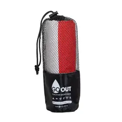 GO OUT - Toalla de microfibra, 100% material reciclado. Tamaño XL Rayas Rojo-Blanco