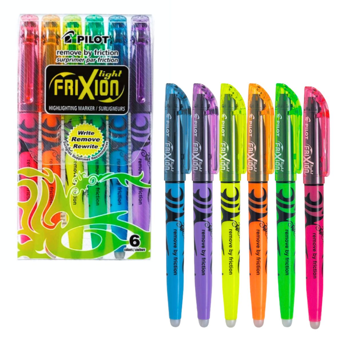 PILOT - Set 6 Destacadores Pilot Frixion Light Punta Biselada