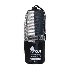 GO OUT - Toalla de microfibra, 100% material reciclado. Tamaño XL Rayas Negro-Blanco