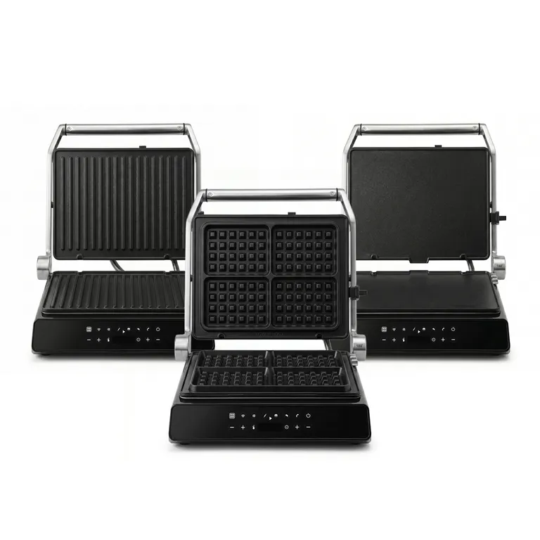 MOUVAIR Plancha Eléctrica Iron Chef 3 en 1: Waflera, Sandwichera y Grill