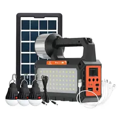 GENERICO - Kit De Energía Solar Multiusos Ampolletas+linterna+usb+radio Color Negro BELUG