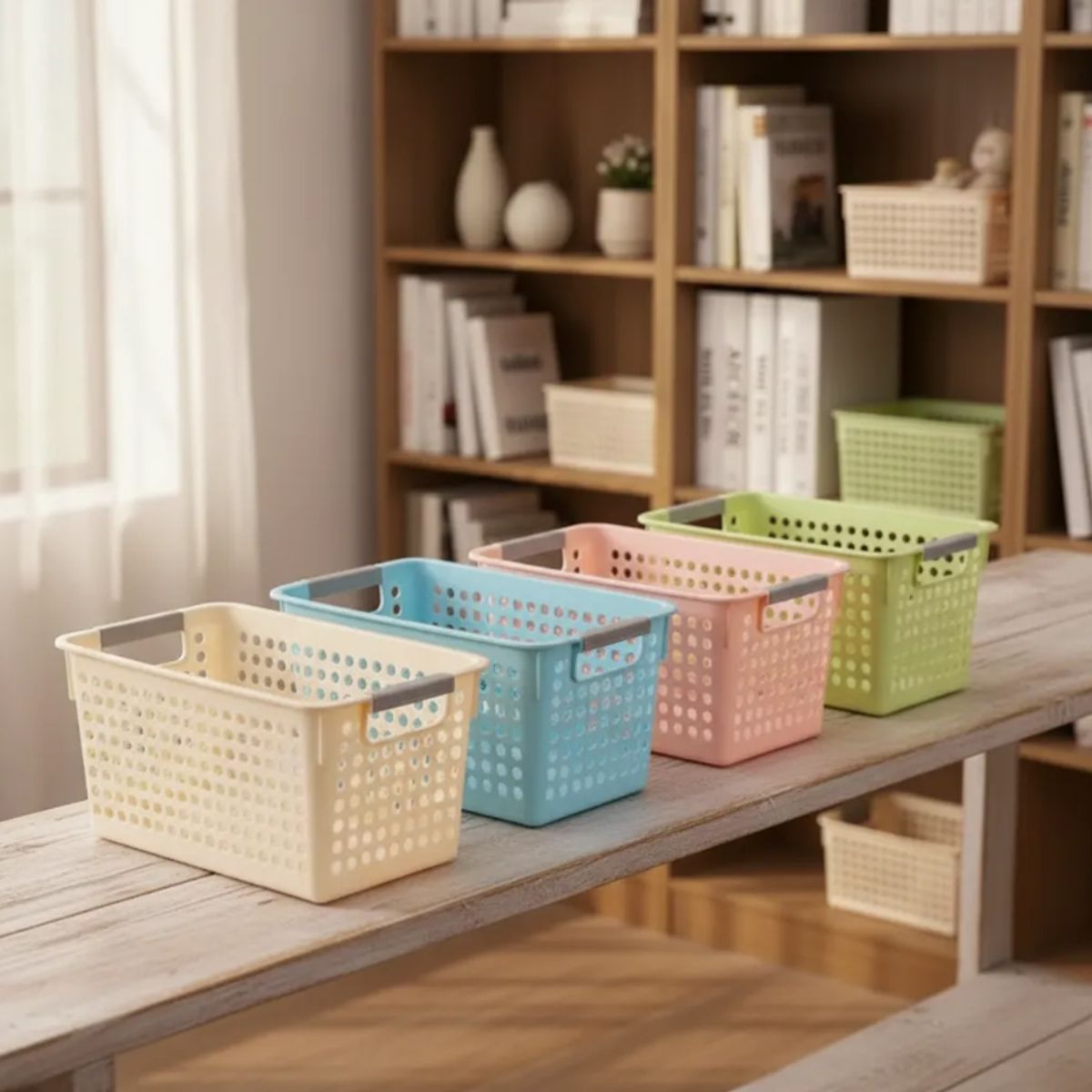 GENERICO - Canasto Organizador Plástico Calado Multiuso 40x20.5x19.5cm