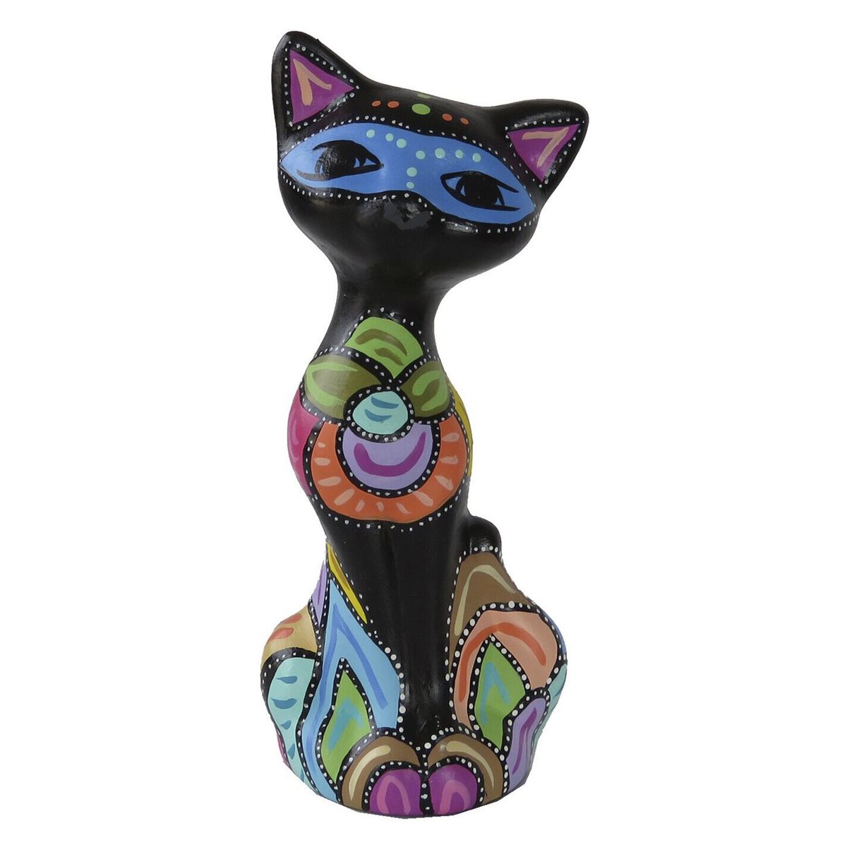 CREA TALLER - Gato Decorativo De Cerámica Pintado A Mano