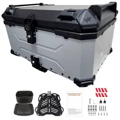 GENERICO - Maleta de moto Top case 65 litros Aluminio GRIS