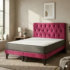 GENERICO - Cama europea 2 plaza fuscia con colchon